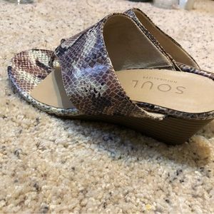 Snakeskin wedge sandals